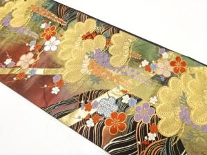 松藤に枝梅模様織り出し　暈し　振袖用袋帯